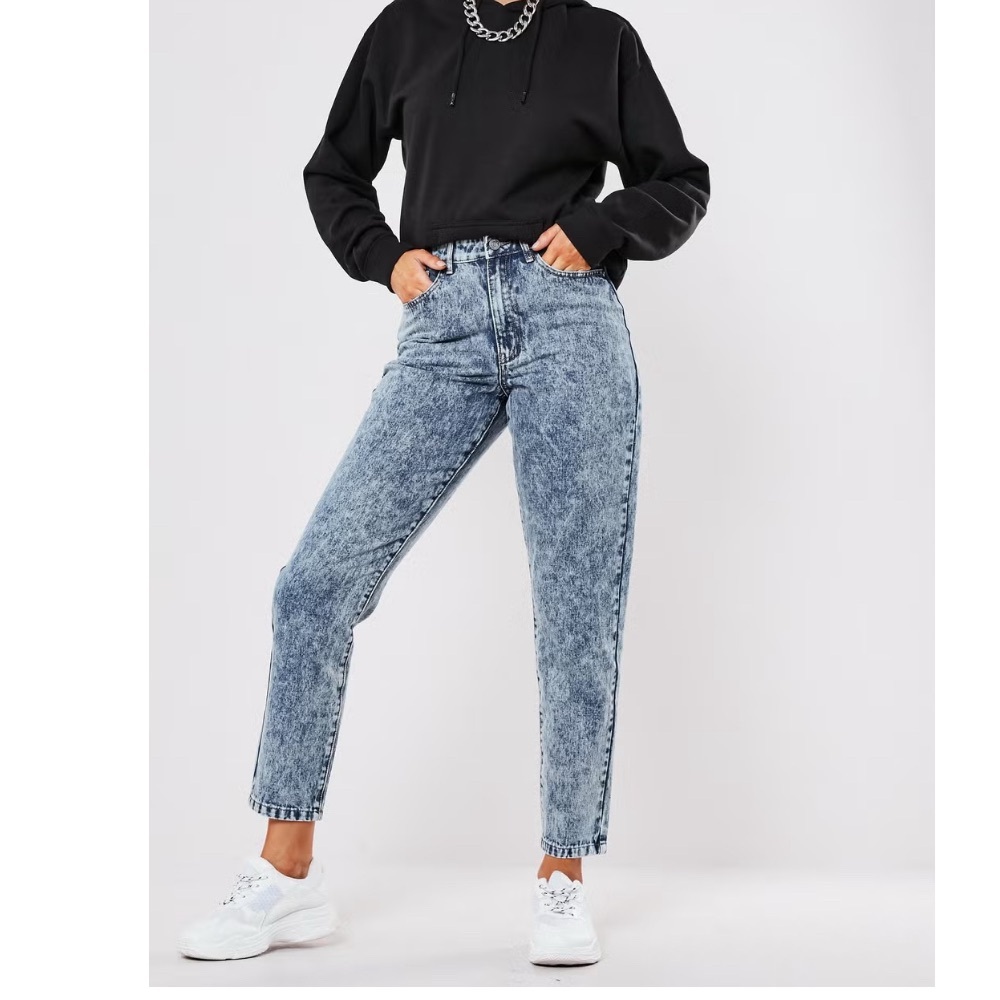 Missguided ASOS Light Blue Riot High Rise Acid Wash Mom Jeans US 4R UK 8R